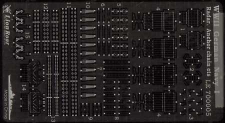 WW2 ドイツ海軍 ラッタル、アンカー&チェーン セット エッチング (ライオンロア 1/700 艦船用エッチングパーツ No.LE700005) 商品画像_2