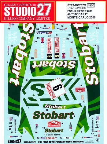 フォーカス RS WRC Stobart モンテカルロ 2006 デカール (スタジオ27 ラリーカー オリジナルデカール No.DC737C) 商品画像