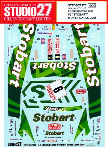 フォーカス RS WRC Stobart モンテカルロ 2006 デカール (スタジオ27 ラリーカー オリジナルデカール No.DC737C) 商品画像