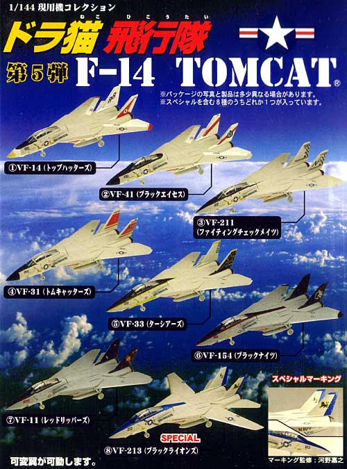 Ｆ-14 トムキャット ドラ猫飛行隊 (1BOX） プラモデル (童友社 1/144 現用機コレクション No.005) 商品画像_1