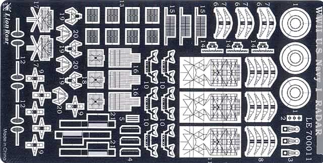 WW2 アメリカ海軍用 1 レーダーセット エッチング (ライオンロア 1/700 艦船用エッチングパーツ No.LE700011) 商品画像_2