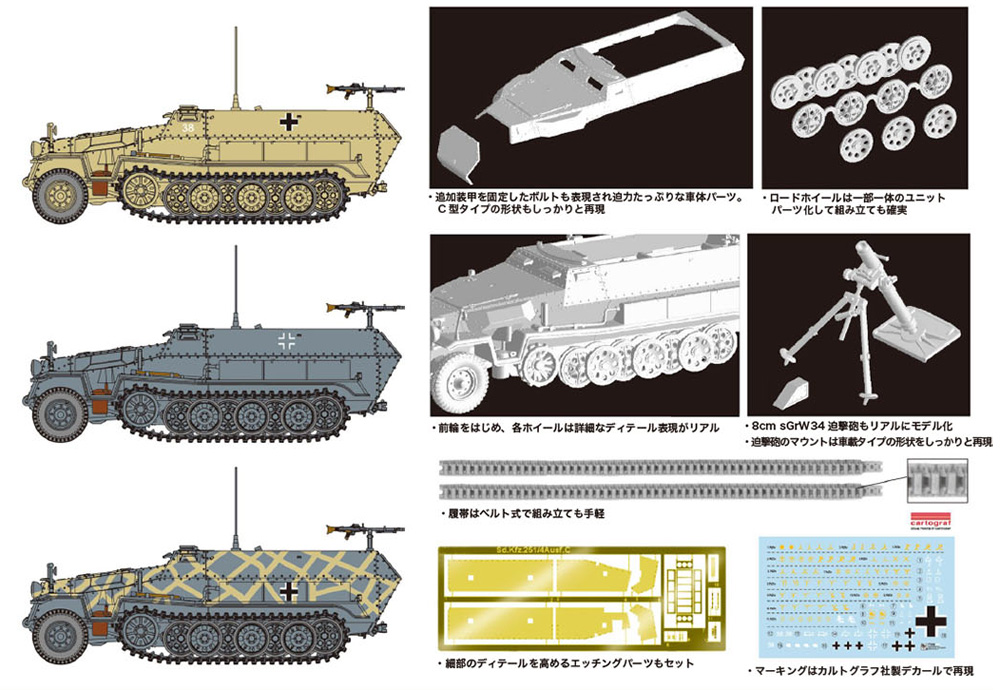 Sd.Kfz.251/2 Ausf.C リベット仕様 迫撃砲搭載型 プラモデル (ドラゴン 1/72 ARMOR PRO (アーマープロ) No.7308) 商品画像_2