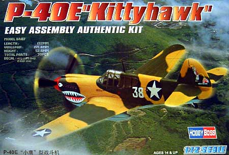 P-40E キティホーク プラモデル (ホビーボス 1/72 エアクラフト プラモデル No.80250) 商品画像