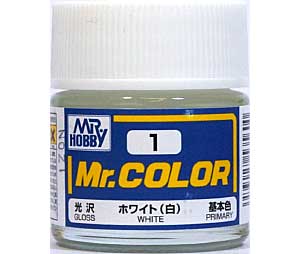 C-1 ホワイト (白） (光沢） 塗料 (GSIクレオス Mr.カラー No.C001) 商品画像