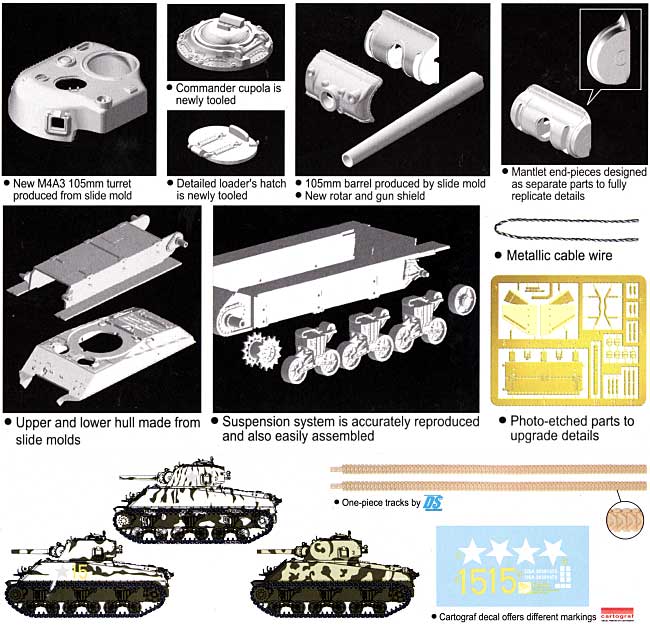 M4A3 シャーマン 105mm VVSS プラモデル (ドラゴン 1/72 アーマー シリーズ No.7274) 商品画像_1