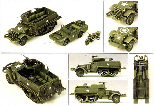 M3ハーフトラック & 1/4トン水陸両用車 & モーターバイク プラモデル (アカデミー 1/72 Scale Armor No.13408) 商品画像_1