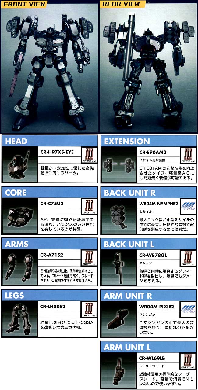 クレスト CR-C75U2 白兵戦Ver. プラモデル (コトブキヤ アーマード・コア ヴァリアブル インフニティ シリーズ No.AC-006) 商品画像_1