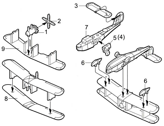 ウォーラス (6機入） プラモデル (トランペッター 1/350 航空母艦用エアクラフトセット No.06251) 商品画像_1