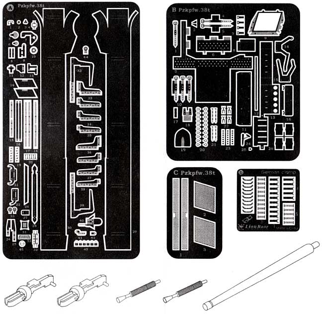 ドイツ Kpfw.38(t) AusfE/F用 改造パーツ エッチング (ライオンロア 1/35 ミリタリーモデル用エッチングパーツ No.LE35079) 商品画像_1