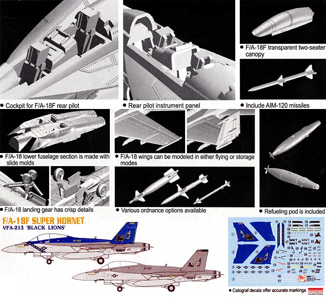 F/A-18F スーパーホーネット VFA-213 ブラックライオンズ (2機セット） プラモデル (ドラゴン 1/144 ウォーバーズ （プラキット） No.4597) 商品画像_1