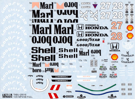 マクラーレン MP4/5B フルスポンサー デカール デカール (タブデザイン 1/20 デカール No.TABU-20016B) 商品画像