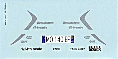 エンツォ FIORANO テストデカール デカール (タブデザイン 1/24 デカール No.TABU-24007) 商品画像