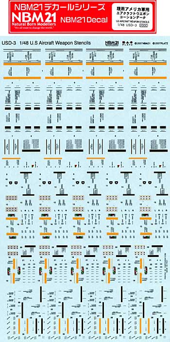 現用アメリカ軍用 エアクラフトウエポン コーションデータ デカール デカール (NBM21 1/48 自衛隊機用デカール No.USD-003) 商品画像