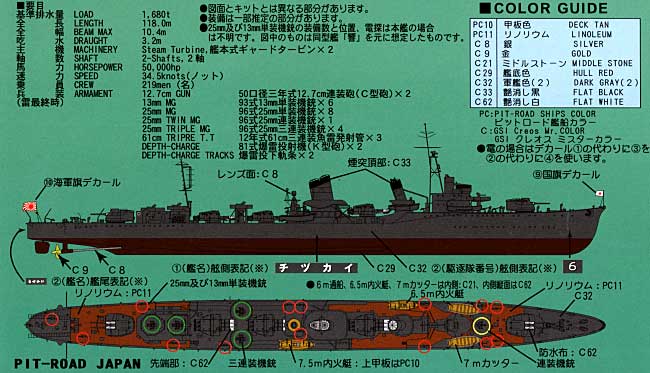 日本海軍 特型駆逐艦 雷 1944年 (最終時・フルハル仕様） プラモデル (ピットロード 1/700 スカイウェーブ W シリーズ No.W105) 商品画像_1
