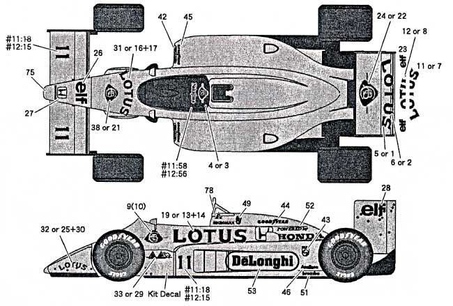 ロータス 99T フルスポンサーデカール (1987年） デカール (タブデザイン 1/20 デカール No.旧TABU-20028) 商品画像_1