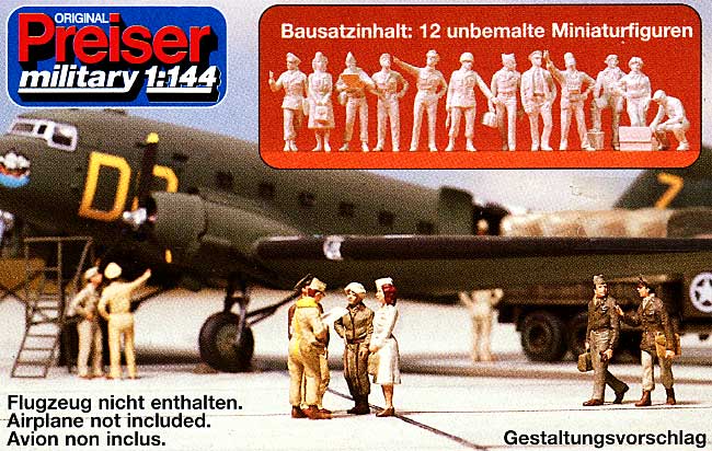 米陸軍航空隊パイロット & 地上員 (12体入/WW2) プラモデル (プライザー 1/144 精密プラ製フィギュア No.77101) 商品画像_1