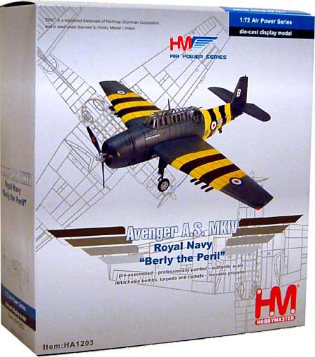 アベンジャー A.S.Mk4 イギリス海軍 Berly the Peril 完成品 (ホビーマスター 1/72 エアパワー シリーズ （レシプロ） No.HA1203) 商品画像