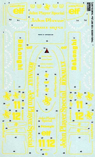 ロータス 98T フルスポンサーデカール デカール (タブデザイン 1/20 デカール No.TABU-20030) 商品画像