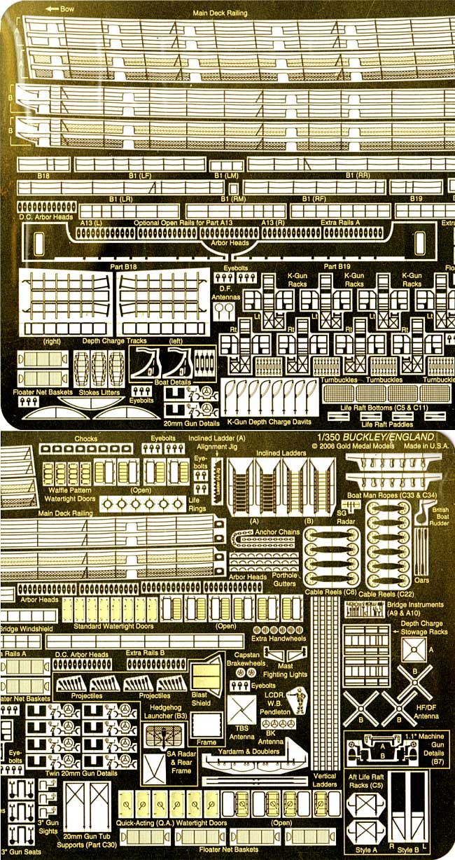 米海軍 バックレイ級 護衛駆逐艦用 エッチング (ゴールドメダルモデル 1/350 艦船用エッチングパーツシリーズ No.GM3538) 商品画像_1
