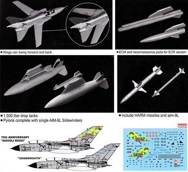 トーネード ECR イタリア空軍 DIAVOLI ROSSI & SHARKMOUTH プラモデル (ドラゴン 1/144 ウォーバーズ （プラキット） No.4602) 商品画像_1