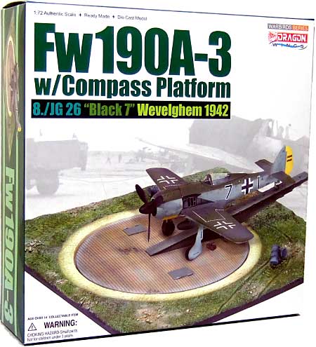 フォッケウルフ Fw190A-3 ブラック7 8./JG 26 w/コンパス プラットフォーム 完成品 (ドラゴン 1/72 ウォーバーズシリーズ （レシプロ） No.50303) 商品画像