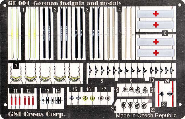 WW2 ドイツ軍徽章 カラーエッチングセット (袖章・勲章） エッチング (GSIクレオス ディオラマ用 アクセサリーシリーズ No.GE004) 商品画像_1