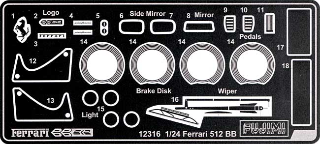 フェラーリ 512BB グレードアップパーツ付 プラモデル (フジミ 1/24 FRシリーズ （For Advanced Modelers） No.006) 商品画像_1
