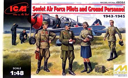 ソ連 WW2 パイロット&グランドクルー 7体 Part2 プラモデル (ICM 1/48 フィギュア No.48084) 商品画像