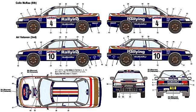 スバル レガシィ RS Rallying 1992 RACラリー デカール (スタジオ27 ラリーカー オリジナルデカール No.DC755C) 商品画像_1