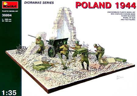 ジオラマベース 4 (ポーランド1944） 大砲&フィギュア5体付属 プラモデル (ミニアート 1/35 ダイオラマシリーズ No.36004) 商品画像
