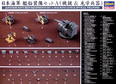 日本海軍 艦船装備セット A (機銃 & 光学兵器） プラモデル (ハセガワ 1/350 QG帯シリーズ No.QG018) 商品画像