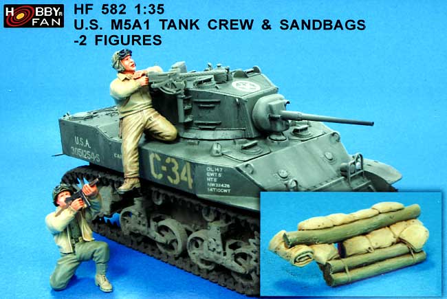 M5A1 軽戦車用 乗員&土嚢セット レジン (ホビーファン AFVシリーズ No.HF582) 商品画像_1