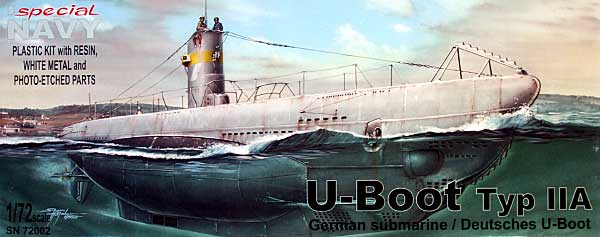 ドイツ 潜水艦 Uボート 2A型 プラモデル (スペシャルホビー 1/72 潜水艦モデル No.72002) 商品画像