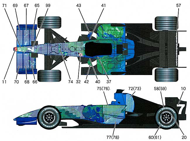 ホンダ RA107 2007年 日本GP スペアデカール デカール (スタジオ27 F-1 オリジナルデカール No.SDF2004C) 商品画像_1