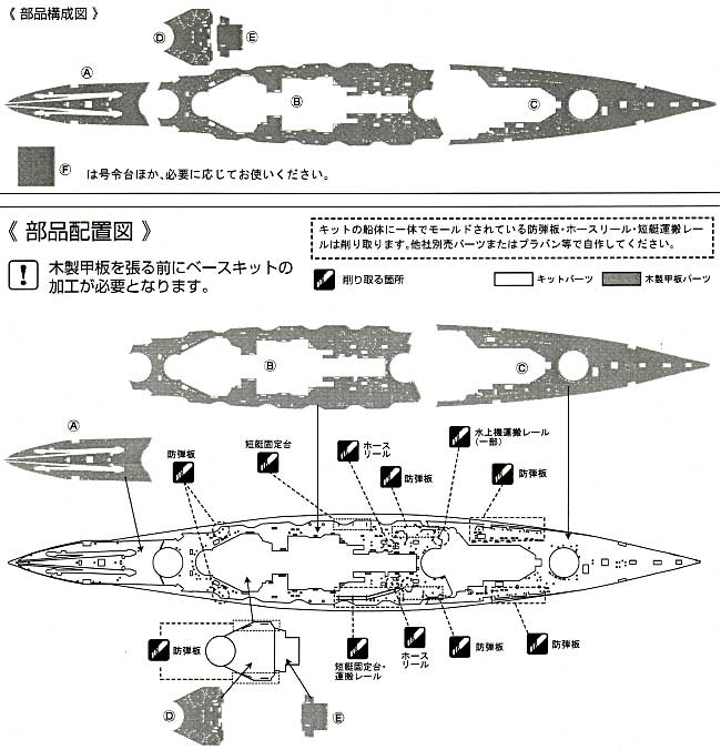 戦艦 金剛用 木製甲板セット (1/350スケール・フジミ用） 甲板シート (新撰組 マイスタークロニクル パーツ No.MCP015) 商品画像_2