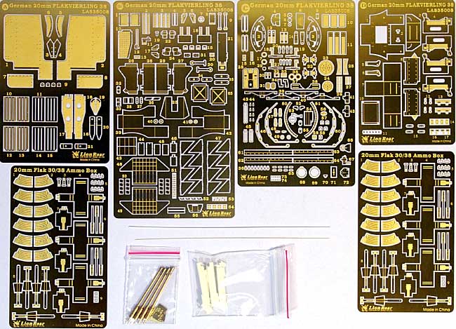 WW2 ドイツ陸軍 20mm 4連装対空機関砲 flak38用 エッチング (ライオンロア 1/35 Full Set of SuperDetail-Up Conversion Series No.LAS35008) 商品画像_1