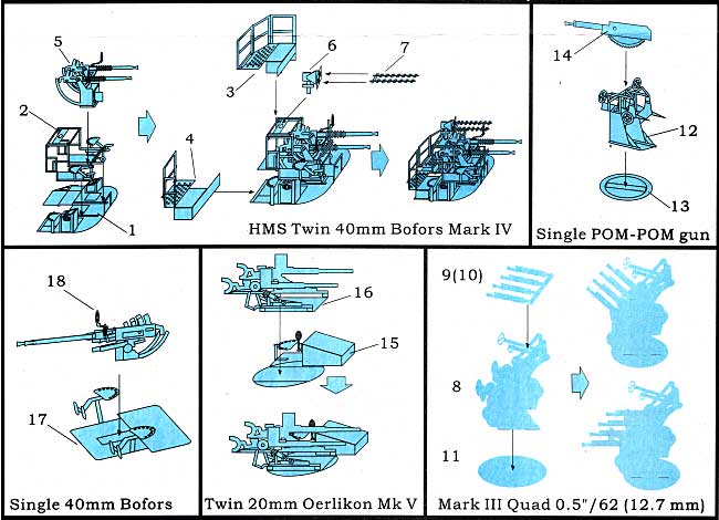 WW2 イギリス海軍艦艇用 武装セット 2 エッチング (ライオンロア 1/700 艦船用エッチングパーツ No.LE700079) 商品画像_2