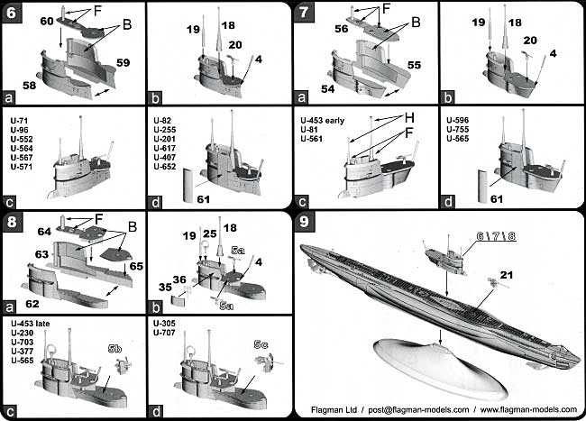 ドイツ海軍 Uボート Type7C (88mm砲搭載型） プラモデル (フラッグマン 1/350 艦船モデル No.旧235006) 商品画像_1