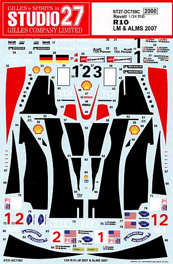 アウディ R10 ル・マン 2007 & アメリカ ル・マン シリーズ 2007 デカール (スタジオ27 ツーリングカー/GTカー オリジナルデカール No.DC759C) 商品画像
