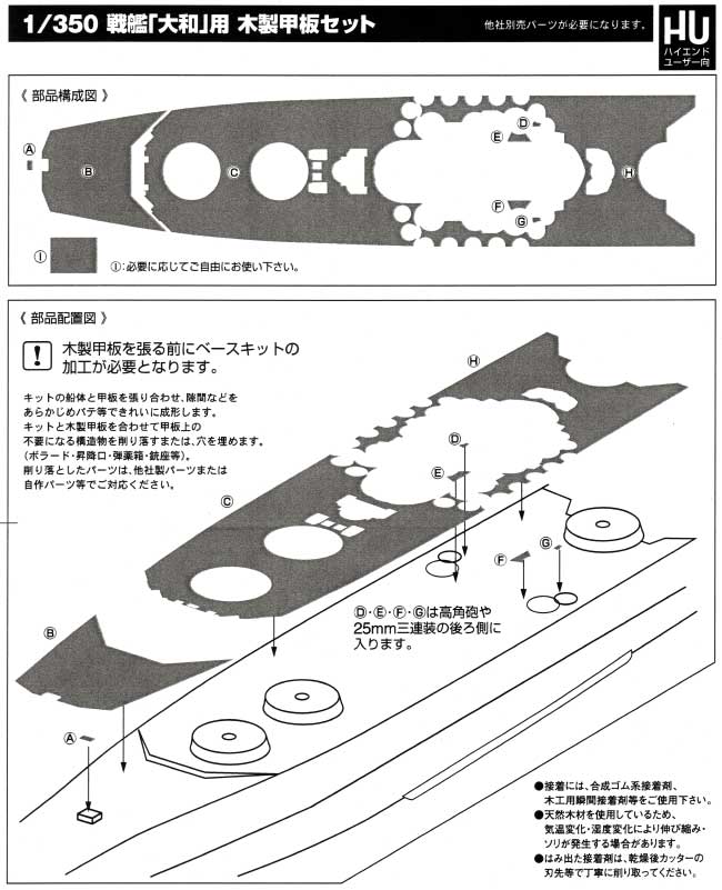 戦艦 大和・武蔵用 木製甲板セット (1/350スケール） (ハイエンドユーザー向け） 甲板シート (新撰組 マイスタークロニクル パーツ No.MCP016) 商品画像_2