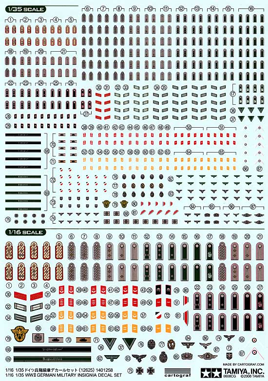 1/16・1/35 ドイツ兵 階級章 デカールセット デカール (タミヤ ディティールアップパーツ シリーズ （AFV） No.12625) 商品画像_1