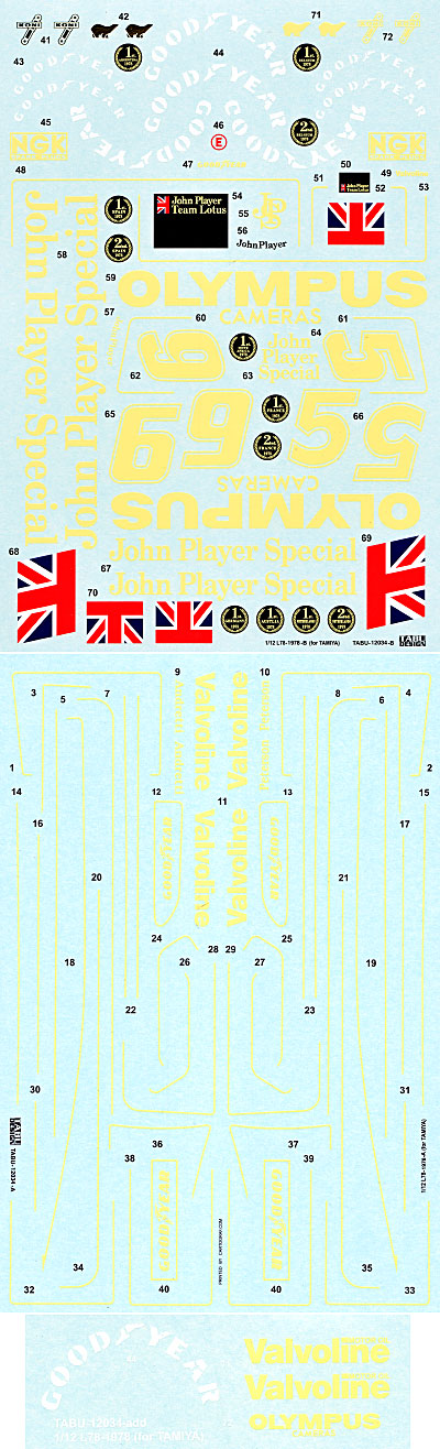 ロータス 78対応 フルスポンサーデカール 1978 デカール (タブデザイン 1/12 デカール No.TABU-12034) 商品画像