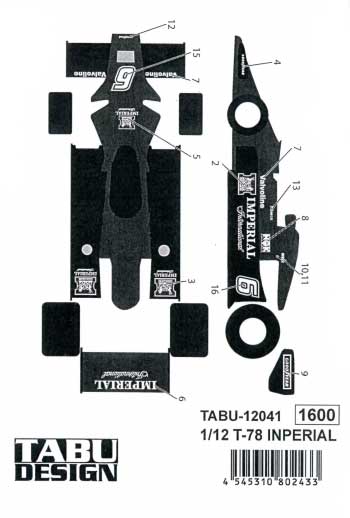 ロータス 78 IMPERIALデカール デカール (タブデザイン 1/12 デカール No.TABU-12041) 商品画像_2