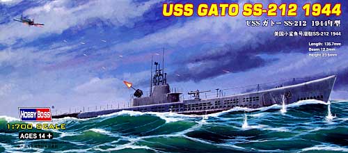 USS ガトーSS-212 1944年型 プラモデル (ホビーボス 1/700 潜水艦モデル No.87013) 商品画像