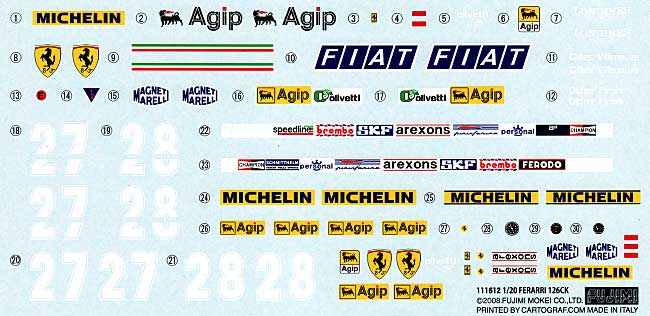 フェラーリ 126CK スペインGP カルトグラフ社製デカール デカール (フジミ ディテールアップパーツ No.111612) 商品画像_1