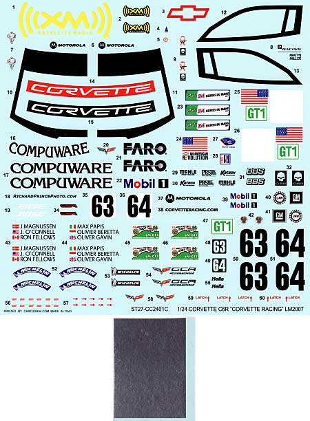 コルベット C6R #63/64 LM 2007 用 スペアデカール デカール (スタジオ27 ツーリングカー/GTカー オリジナルデカール No.SDCC2401C) 商品画像