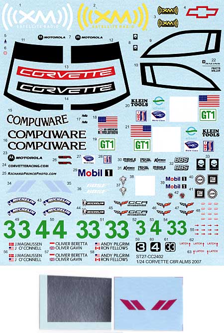 コルベット C6R #3/4 & 33 ALMS 2007 スペアデカール デカール (スタジオ27 ツーリングカー/GTカー オリジナルデカール No.SDCC2402) 商品画像