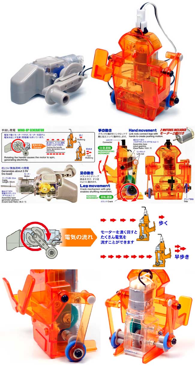 手回し発電 クランク歩行メカ 工作キット (タミヤ ロボクラフト　シリーズ No.71123) 商品画像_1