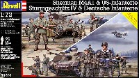 レベル 1/72　ミリタリー シャーマン M4A1 & アメリカ軍 歩兵 / 4号突撃砲 & ドイツ軍 歩兵