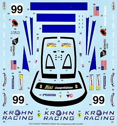 フェラーリ F430GT Risi Competizione #99 ル・マン 2007年 スペアデカール デカール (スタジオ27 ツーリングカー/GTカー オリジナルデカール No.SDFR2427) 商品画像